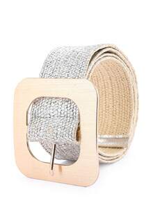 1pc Wide Interwoven Smooth Buckle Waist Belt, Minimalist & Practical Multifunctional - Belt - View 3