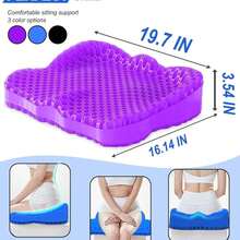 Thicken 19.7in Seat Cushion, Gel Seat Cushion For Long Sitting–Office Chair, Wheelchair, Car Pad, Large Cooling Support Pad For Back Pain, Sciatica, Tailbone Pain Relief