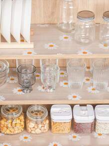 1 rollo de tapete con estampado de margaritas para estantes de cocina, forro no adhesivo para cajones, forro antideslizante para refrigerador, almohadilla de EVA impermeable para nevera, estera para armarios, manteles fáciles de colocar