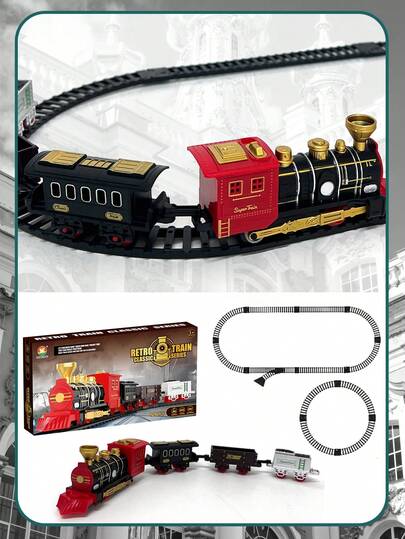 Tren eléctrico retro clásico STEAM, Juego de tren eléctrico. Juguetes clásicos, Juego de tren con vías. Trenes eléctricos con función de vapor.