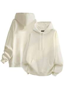 Blueplus Men's Solid Hoodies - Casual Loose Fit Drawstring Hooded Sweatshirt With Side Pockets, Men's Casual Sportswear And Loungewear - Great Gift For Everyday Use - 卡其色 - 查看 2