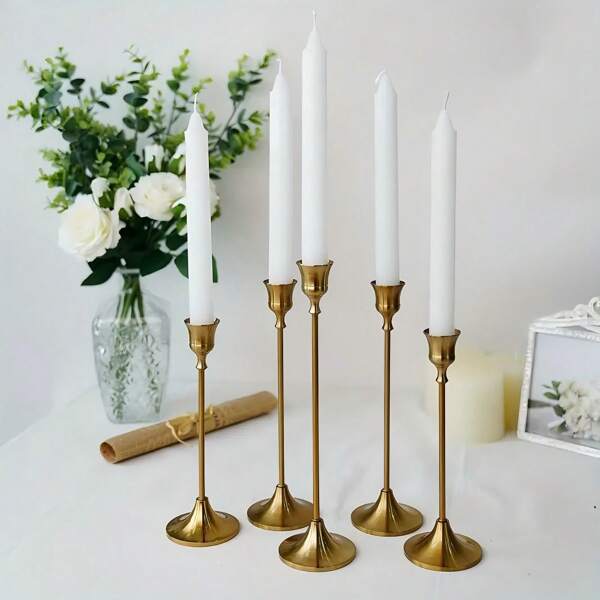 3/6pcs Bell-Shaped Candle Holders, Cone Candle Holders, Tea Light Candle Holders, Suitable For Tabletop Centerpiece, Wedding Decor, Party Decoration, Spring/Summer Home Decor