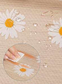 1 rollo de tapete con estampado de margaritas para estantes de cocina, forro no adhesivo para cajones, forro antideslizante para refrigerador, almohadilla de EVA impermeable para nevera, estera para armarios, manteles fáciles de colocar