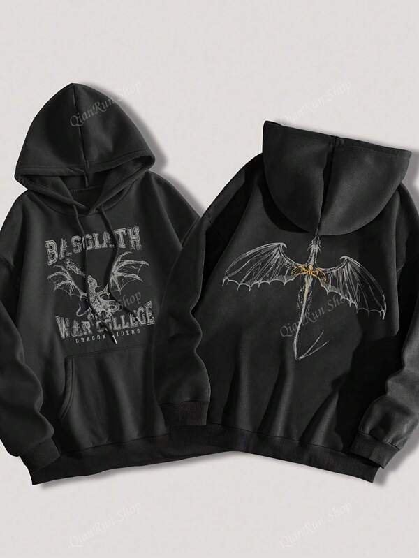 Women's Casual Fourth Wing Print Hooded Long Sleeve Sweatshirt