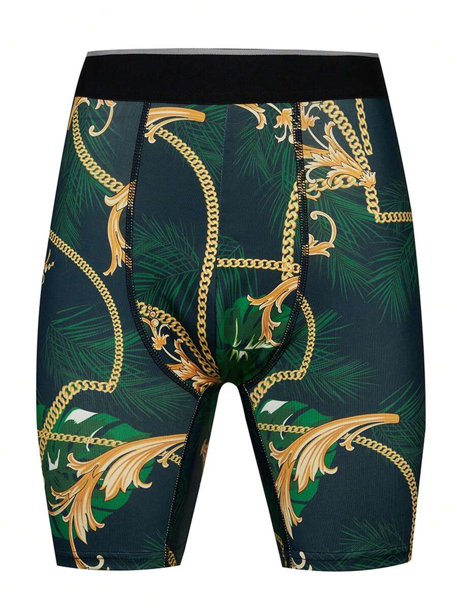 Sunga com Estampa Tropical e Adorno de Corrente, Roupa Íntima Masculina ...