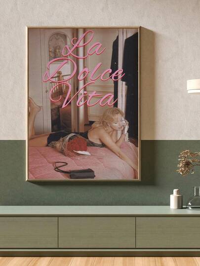 1 Stück Dolce Vita Muster, Sommerhaus Poster, Vintage Kunst, Zeitungsdruck, Kunstdrucke, Girly Wandkunst, romantischer Kunstdruck, maximalistisches Dekor, Mode Wandkunst Dekoration, geeignet für Wohnzimmer, Schlafzimmer, Badezimmer, Büro, Cafe, Restaurant und andere Wanddekoration, ungerahmt