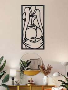 现代简约抽象线条艺术女性身体墙壁艺术版画、卧室装饰画、金属墙面装饰 - 黑色 - 查看 5