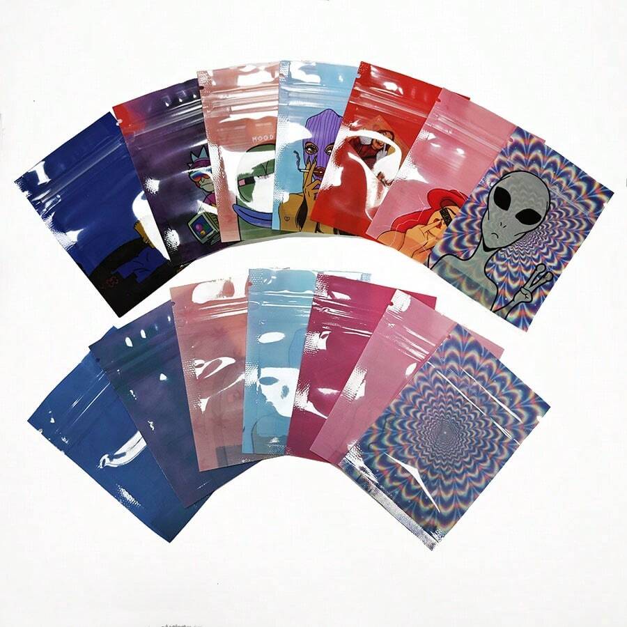 100pcs Resealable Smell Proof Zip Lock Package Mylar Bag,6*9 Cm Waterproof Self Sealing Zip Lock Plastic Packaging Baggies,Mini Candy Gummy Storage Small Pouches With Window - 100pcs Mix CTC - View 1