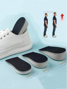 1 Pair Men's Invisible Height Increasing Insole Cushioning Height Adjustable Heel Insole Lining Height Increasing Support Absorbent Foot Care Pads