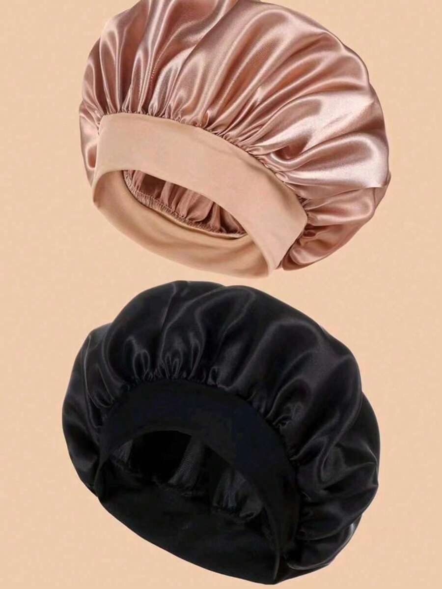 Bonnet de soie pour dormir, bonnets à cheveux en satin, bonnet de nuit en soie à bande élastique douce, enveloppement de cheveux en soie pour cheveux bouclés, idéal pour préserver les boucles pendant la nuit, bonnets de douche toutes saisons, confortable pour les patients en chimiothérapie, décoration de salle de bain d'été, bonnet de cheveux pour la rentrée scolaire