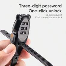 ROCKBROS Bike Lock One Click Unlock No Key Needed Outdoor Cycling Adjustable Cable Tie Stainless Steel Reinforced - Multicolor - View 6