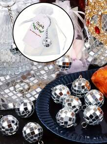 60 Stück/45 Stück/30 Stück/15 Stück Disco Ball Schlüsselanhänger Set, enthält 20 Stück/15 Stück/10 Stück/5 Stück Disco Ball Schlüsselanhänger, 20 Stück/15 Stück/10 Stück/5 Stück Dankeskarten, 20 Stück/15 Stück/10 Stück/5 Stück Organza Beutel, Disco Ball Anhänger, für Schlüssel, Rucksack Dekoration, Disco Party Geschenke, Feiertags Zubehör