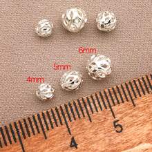 20/30/50 件 18k 镀金圆珠 4/5/6 毫米圆形黄铜空心珠金属隔珠散珠适用于耳环手链吊坠腰链项链珠宝 DIY 工艺品