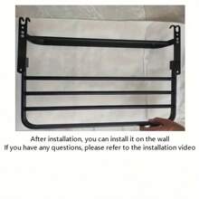 Bathroom Perforated Towel Rack, Space Aluminum Black Bathroom Storage Rack, Folding Towel Rack, Hook, Bathroom Storage And Storage Hardware Hanger
