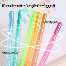 6 Colors Languo Feutre Acrylique Paint Markers Pens Stationery Acrylic Gel Pen 1.0mm For Rock Ceramic Glass Wood Drawing Writing Art School Supplies