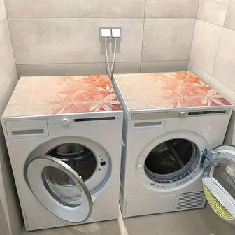 1 件花卉和海洋光环防尘厨房和洗衣房垫，现代涤纶台面和电器盖，洗衣房垫 | 花卉图案垫 | 台面垫，洗衣房装饰