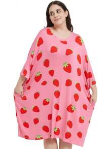 Camisón de talla grande para mujer, camiseta grande para dormir con vestido de manga corta, con bolsillo, tallas desde S hasta 5XL