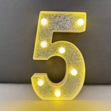 1 set 1-100 ans 21,8 cm Bougie d'anniversaire à led et paillettes argentées, lampe de numéro pour fiançailles/mariage/anniversaire, décoration d'éclairage de fête d'anniversaire