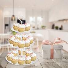 1/3pcs 3-Layer White (Flower Shaped)/Pink (Heart-Shaped) Cake Rack, Cookie Tray, And Cupcake Tower, Perfect For Weddings, Graduation Parties, And Other Occasions. Perfect Cake And Cookie Rack