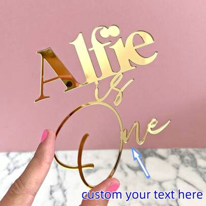 1 pièce Décorations de gâteau personnalisées pour anniversaire heureux, pendentif de gâteau en acrylique, 2 couleurs