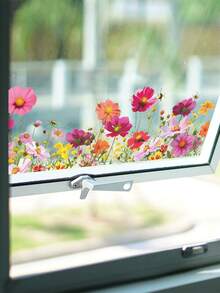 1 zestaw dekoracji domu naklejki na okna, wiosenne kolorowe wzory kwiatów i motyli statyczne naklejki na okna DIY wiosenne rośliny kwiatowe naklejki na okna, do dekoracji domu i kuchni artykuły upominkowe, naklejka winylowa do dekoracji domu, elementy dekoracji okiennych odśwież swój dom wystrój pokoju wystrój ścienny wystrój sypialni wystrój łazienki wystrój pokoju wystrój domu tapeta do salonu naklejki ścienne tapety