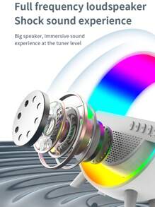 Cargador inalámbrico 3 en 1, luz ambiental y altavoz Bluetooth - Altavoz Bluetooth con luces nocturnas RGB de varios ambientes, compatible con ranura para tarjeta, USB, radio y talla grande funciones