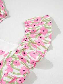 Acelitt Đầm maxi cổ vuông in hoa, thắt eo xếp ly thanh lịch, thích hợp cho mùa hè. - Nhiều màu - Xem 9