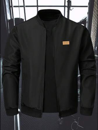 Chaqueta de béisbol casual con cuello alto para hombre, abrigo grueso con cremallera de unicolor, regalo para novio, esposo, amigo, Día del Padre