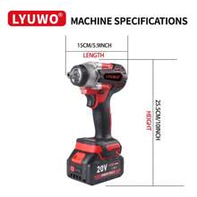 LYUWO Power Tool, Rechargeable Lithium Battery, 420N. M Electric High Torque Wrench, Suitable For Small And Medium-Sized Car Maintenance And Stage Bracket Maintenance. It Can Rotate Clockwise Or Counterclockwise And Can Be Equipped With A Drill Bit. It Is Dual-Use And Has LED Lights. Drill Bits And Accessories Are Given As Gifts