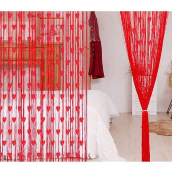 Vorhänge mit Balken/Herzform-Linienmuster für Schlafzimmer und Wohnzimmer, 100x200cm