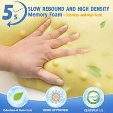 Almohadas de cuello cervical con espuma viscoelástica, almohadas de cuello para aliviar el dolor, almohadas de espuma viscoelástica ergonómicas para el cuello, almohadas ortopédicas ajustables con - Negro - Ver 6