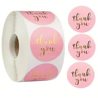 500 etiquetas adhesivas redondas de 1" de color rosa con la frase "Gracias" para sobres, envoltorios de regalo y manualidades, regalos para el Día de la Madre y regalos para maestros
