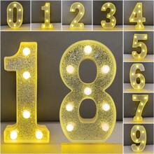 1 set 1-100 ans 21,8 cm Bougie d'anniversaire à led et paillettes argentées, lampe de numéro pour fiançailles/mariage/anniversaire, décoration d'éclairage de fête d'anniversaire