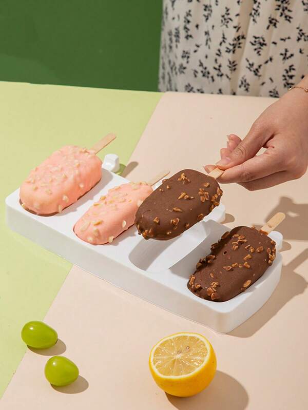 4pcs Silicone Dragon Popsicle Mold + 8pcs Small Pudding Ice Cream Mold DIY Popsicle, Ice Cream, Cake Baking Mold, Homemade