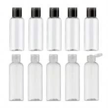 5Pcs 3.4oz Clear Round Shoulder Bottle With Flip Butterfly Lid Travel Bottle Empty Cosmetic Sample Dispenser Container, Travel Bottle, Travelling Containers Small Leak Proof Squeeze Bottles With Black Flip Cap For Toiletries, Shampoo, Lotions, Conditioners, Travel Size Cosmetics, Home Travel, Back To School