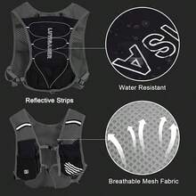 Hydration Running Vest Backpack(Only Backpack Without Bladder),Lightweight 5L Running Backpack,Camel Hydration Backpack Water Backpack,Breathable, Adjustable, Reflective Running Hydration Vest, For Cycling, Race, Hiking - Black Upgrade - View 5