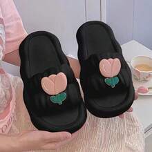 Black Tulip Petal Casual Sandals For Daily Wear - Black - View 10