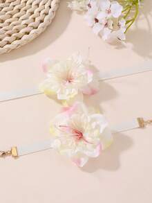 2pcs/4pcs Girls Artificial Flower Necklace And Bracelet Set, Decoration For Vacation & Daily Outfits - Multicolor - View 4