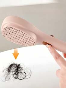 1/2pcs Retractable Self-Cleaning Anti-Static Comb, One-Button Comb, Scalp Massage Brush Suitable For All Hair Types, Easy To Detach And Clean (Pink And Beige (Button)), Note: The Product Material Is Sturdy