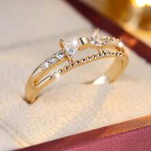 1pc Woman's Unique Fashionable Bowknot & Zirconia Ring, Ideal Gift