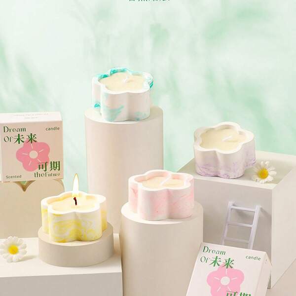 Flower Shaped Scented Candles With, Natural Soy Wax, 10-15 Hours Of Clean Burning, Suitable For Home Decoration And Gifts, Gifts For Mothers, Wedding Party Decorations, Wooden Wicks, Hand-Poured Aromatherapy, Vegan, And