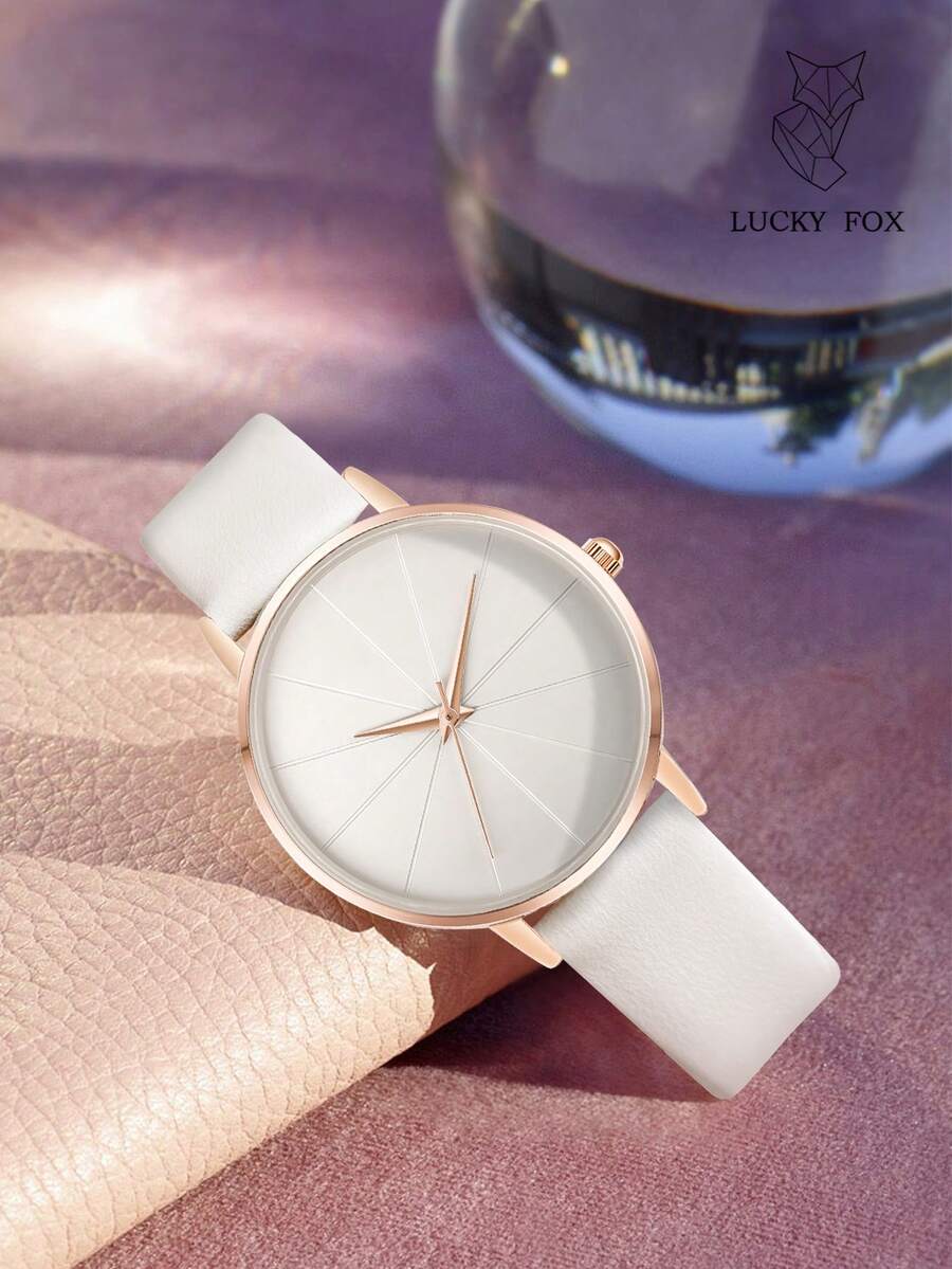 1pc Women Quartz Watch, Minimalist & Elegant Round Dial Design, Suitable For Everyday Wear - White - View 1