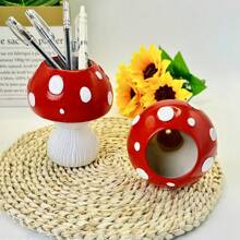 1pc Collectible Figurine Mushroom-Shaped Flower Pot, Bright And Lively, With Exquisite Texture On The White Column At The Bottom. It Can Be Used To Plant Flowers Such As Tulips. Whether Placed On A Windowsill, Desktop, Or Used As An Indoor Decoration, Or As A Toothbrush Holder Or Pen Holder, It Can Add A Fairytale-Like Natural Charm To The Space And Is A Preferred Item For Home Decoration And Gardening Enthusiasts.