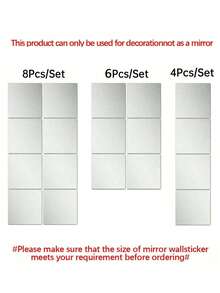 2/4/8pcs Of Square Mirror Wall Stickers, 2mm Thick Acrylic Material 3D Mirror Wall Tiles, Suitable For Living Room, Bedroom, Kitchen, Bathroom. Home Decor Back To School Room Decor School Supplies - Multicolor - View 3