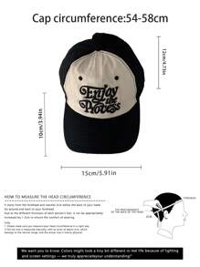1pc New Arrival Contrasting Color Wide Brim Small Face Baseball Cap, Student Letter American Style Baseball Hat,