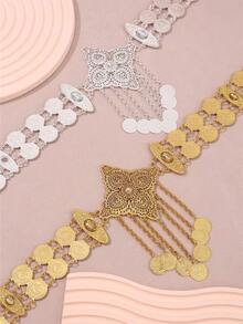 Four-Pointed Star & Coin Pendant Hand-Inlaid Rhinestone Metal Alloy Waist Chain, Women's Party Wedding Holiday Waistband - Belt Waist Chain - View 1