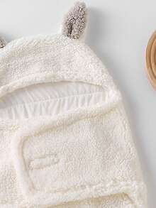 1pc Unisex Baby Double-Layer Sherpa Swaddle Blanket - Multicolor - View 4