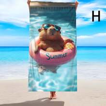 1pc Creative Printed Beach Towel, Soft Comfortable Lightweight Anti-Sand Beach Towel, Super Absorbent Beach Blanket, Suitable For Travel, Swimming, Diving, Surfing, Yoga, Camping, Sunbathing, Beach Accessories, Outdoor Travel Essential Gift