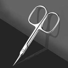 1pc Professional Stainless Steel Mini Scissors With Curved Sharp Blades And Comfortable Handle, Suitable For Home Nail And Callus Trimming