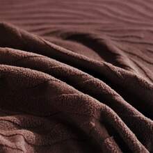 1pc Solid Brown Jacquard Thick Stretch Flounce Style Sofa Slipcover, Soft Fabric Suitable For Living Room, Bedroom, Study - Water Ripple-coffee Skirt - View 10